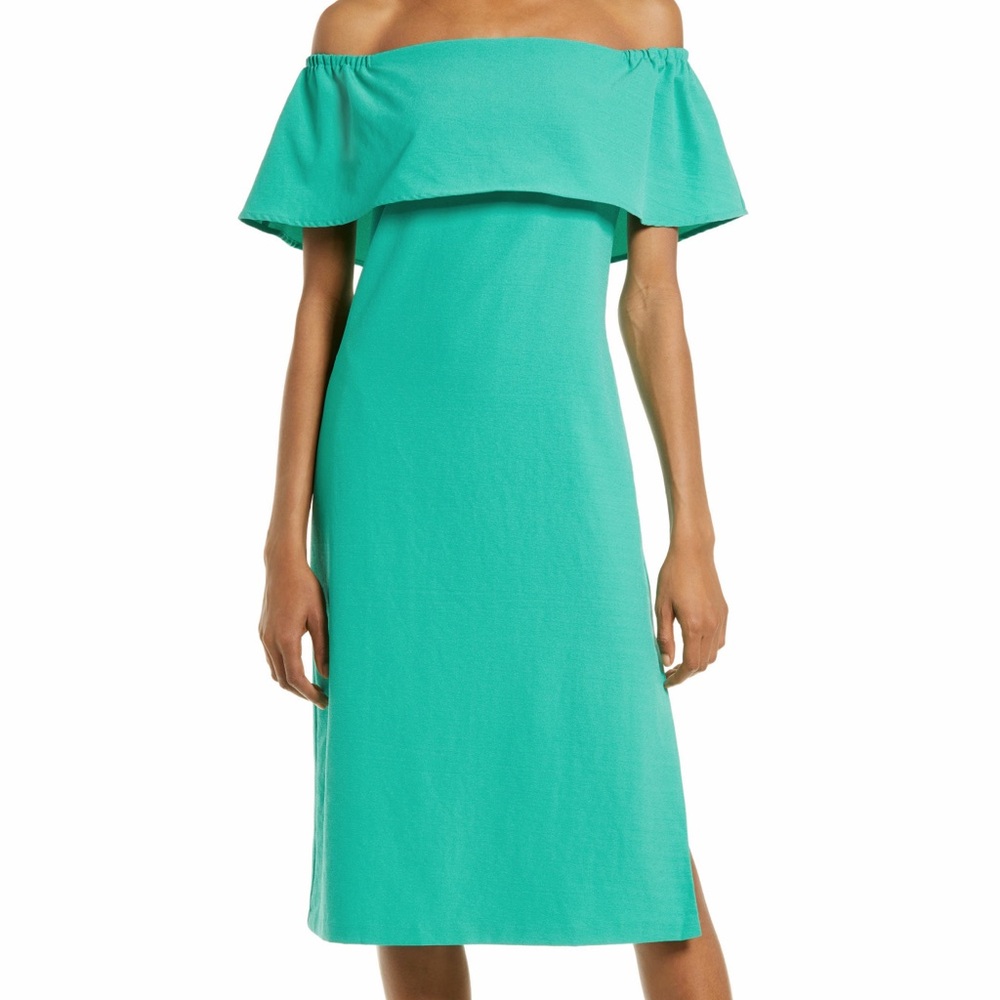 Charles Henry Strapless Teal Dress